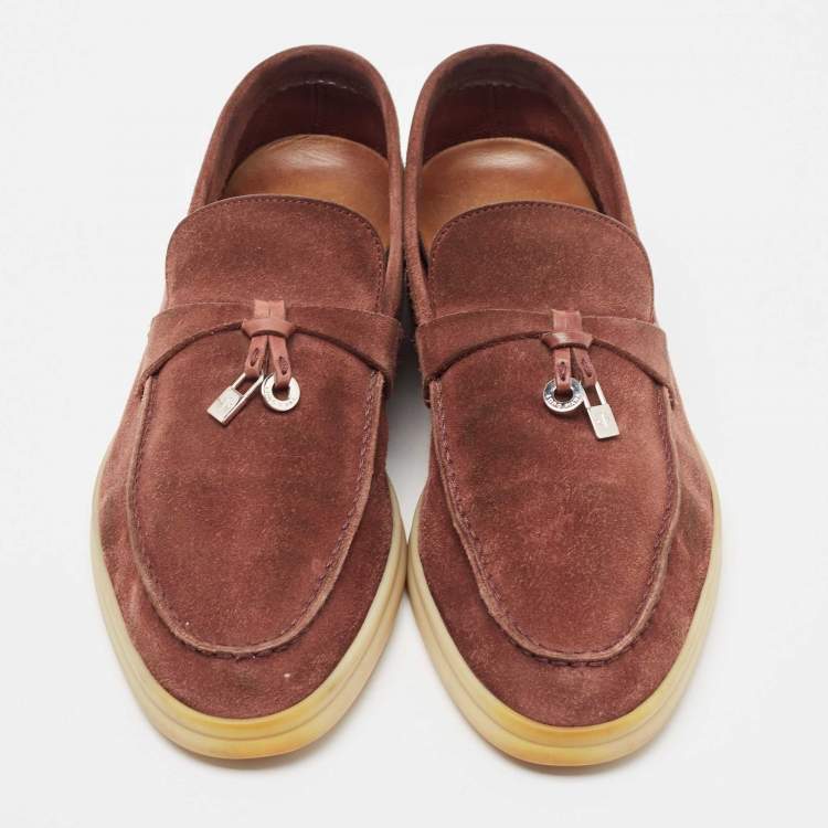 Pre Owned Loro Piana Brown Suede Summer Charms Walk Loafers Size 37