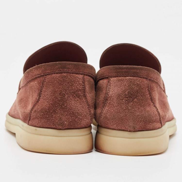 Pre Owned Loro Piana Brown Suede Summer Charms Walk Loafers Size 37