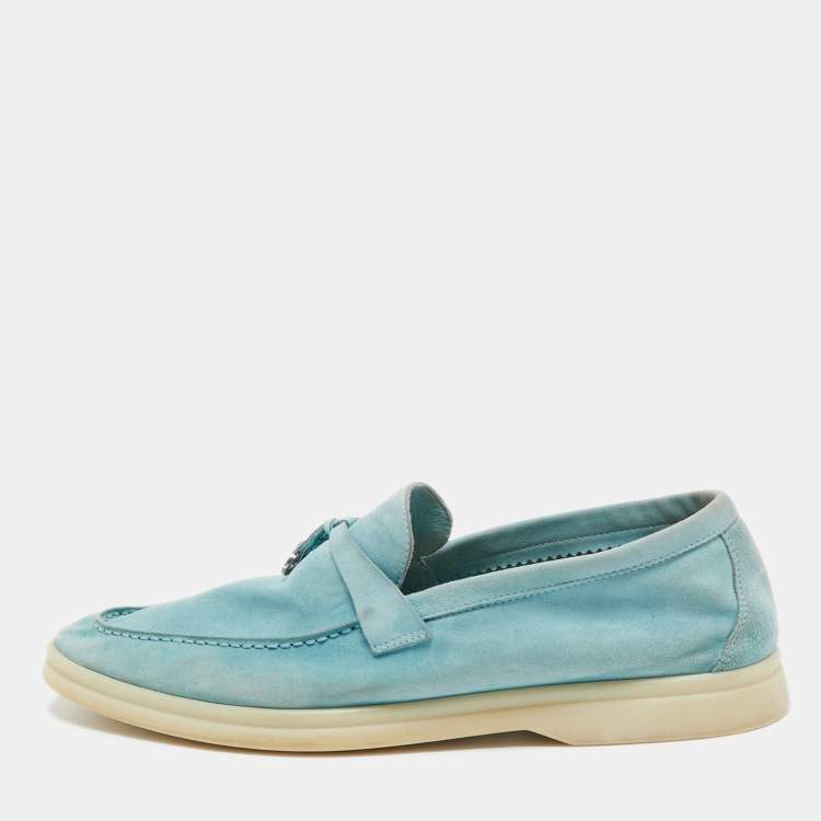 Pre Owned Loro Piana Blue Suede Summer Charms Walk Loafers Size 41