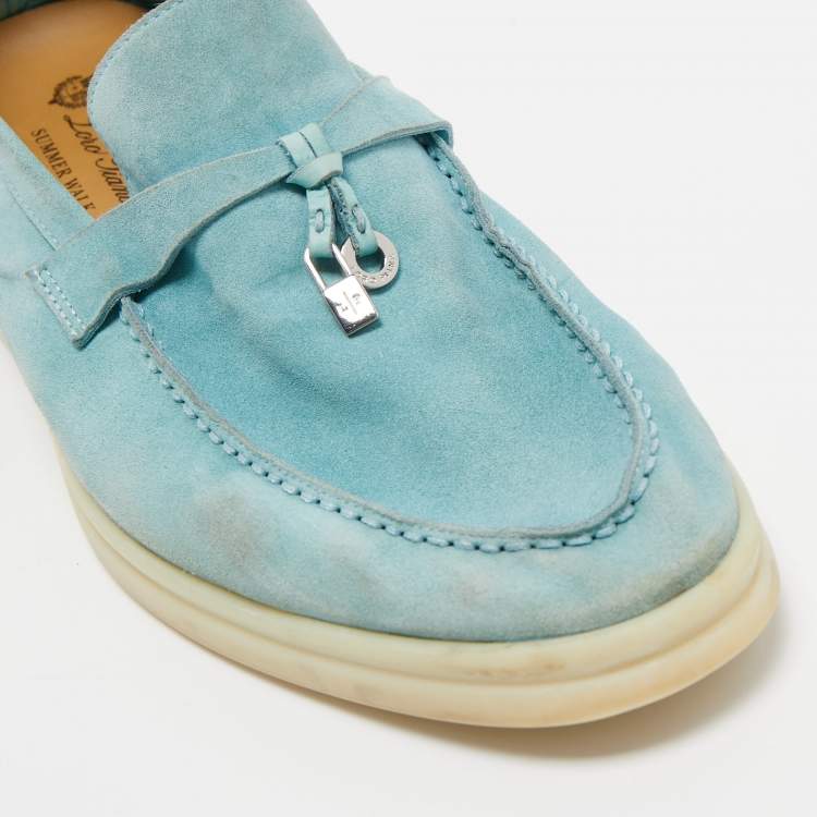 Pre Owned Loro Piana Blue Suede Summer Charms Walk Loafers Size 41