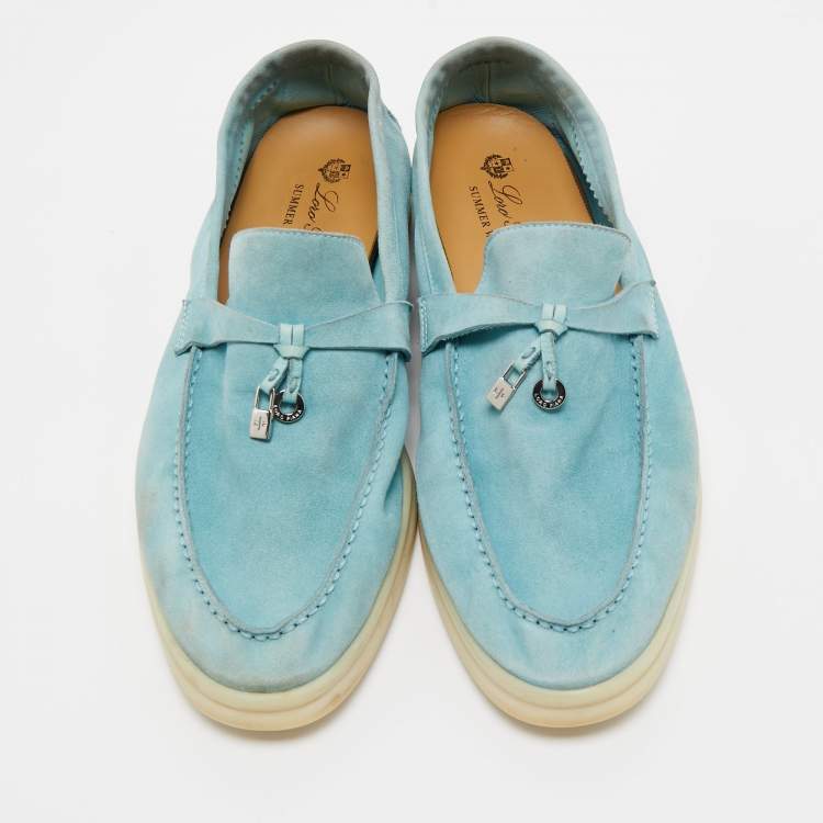 Pre Owned Loro Piana Blue Suede Summer Charms Walk Loafers Size 41