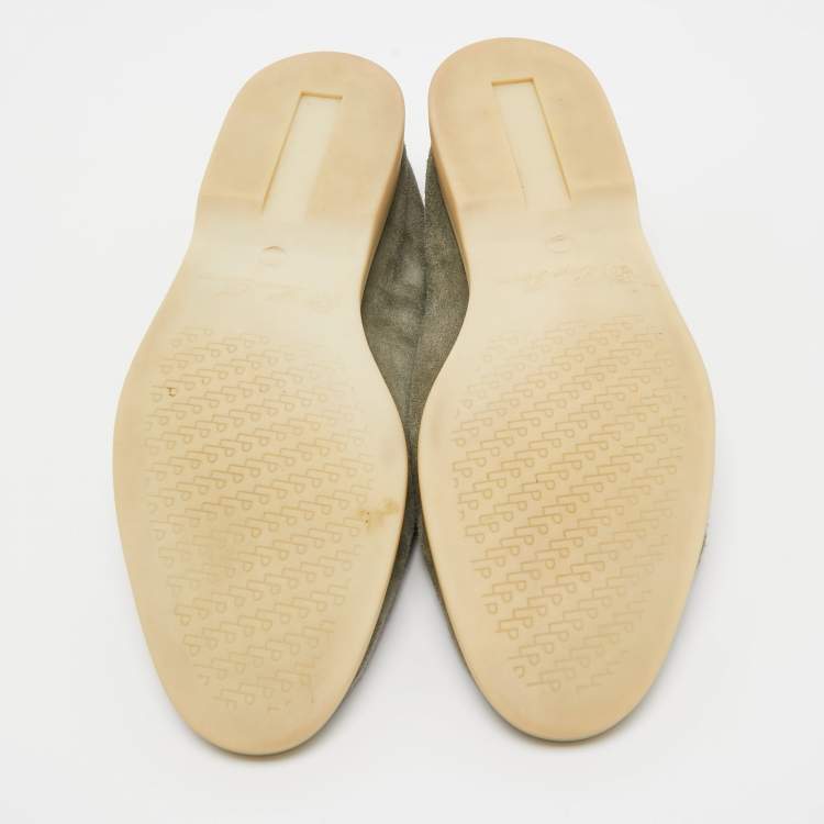 مملوكة مسبقًا Loro Piana Green Suede Summer Charms Walk Loafers Size 41