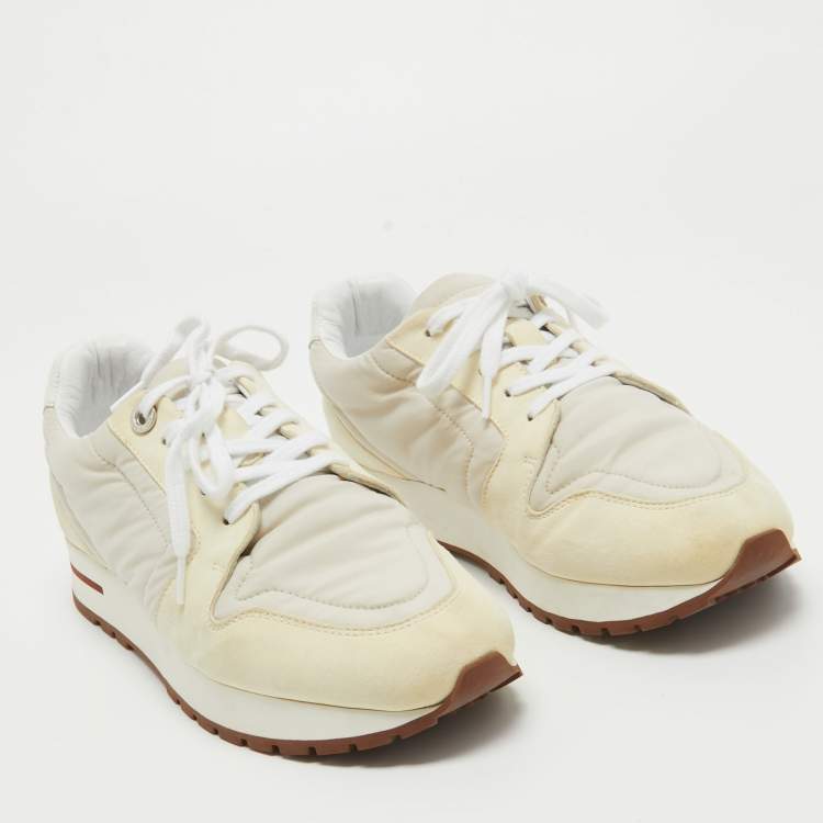 Pre Owned Loro Piana Two Tone Neoprene and Suede My Wind Sneakers Size 36