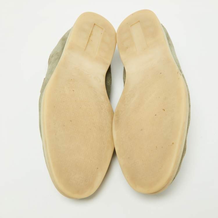 Pre Owned Loro Piana Green Suede Summer Charms Walk Loafers Size 39
