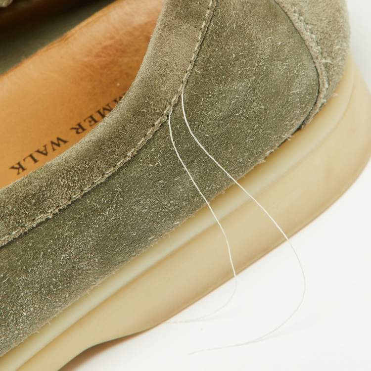 Pre Owned Loro Piana Green Suede Summer Charms Walk Loafers Size 39