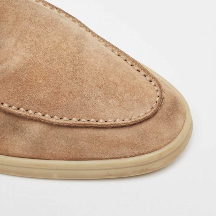 Pre Owned Loro Piana Brown Suede Summer Charms Walk Loafers Size 39.5