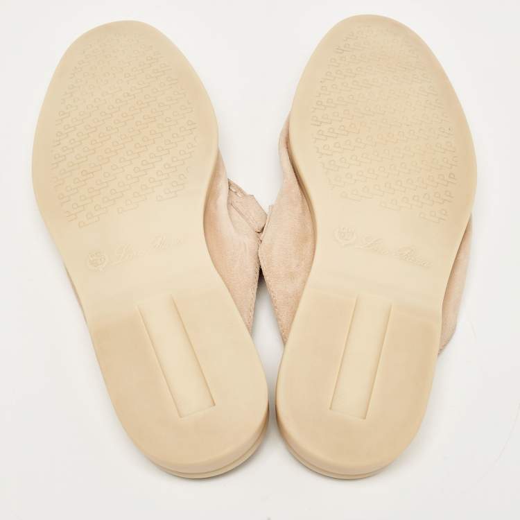 Pre Owned Loro Piana Beige Suede Babouche Charms Walk  Sandals Size 42