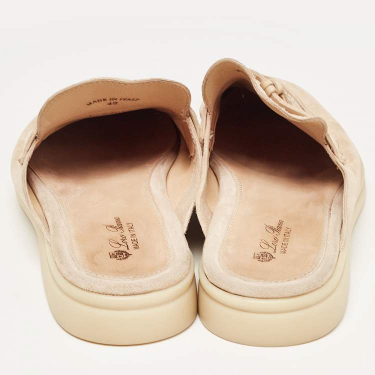 Pre Owned Loro Piana Beige Suede Babouche Charms Walk  Sandals Size 42