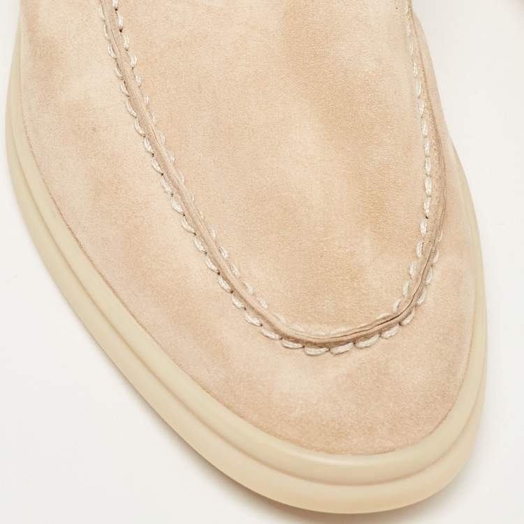 Pre Owned Loro Piana Beige Suede Babouche Charms Walk  Sandals Size 42