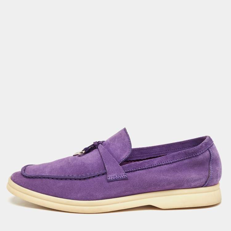 Pre Owned Loro Piana Purple Suede Summer Charms Walk Loafers Size 38