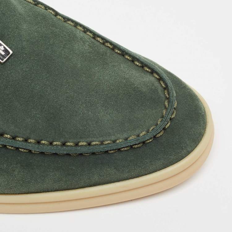 Pre Owned Loro Piana Green Suede Summer Charms Walk Loafers Size 38