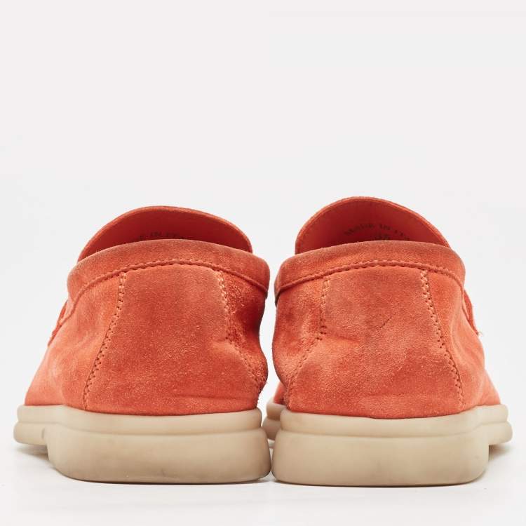 Pre Owned Loro Piana Orange Suede Summer Charms Walk Loafers Size 35