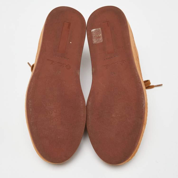 Pre Owned Loro Piana Brown Suede Nuages Low Top Sneakers Size 36