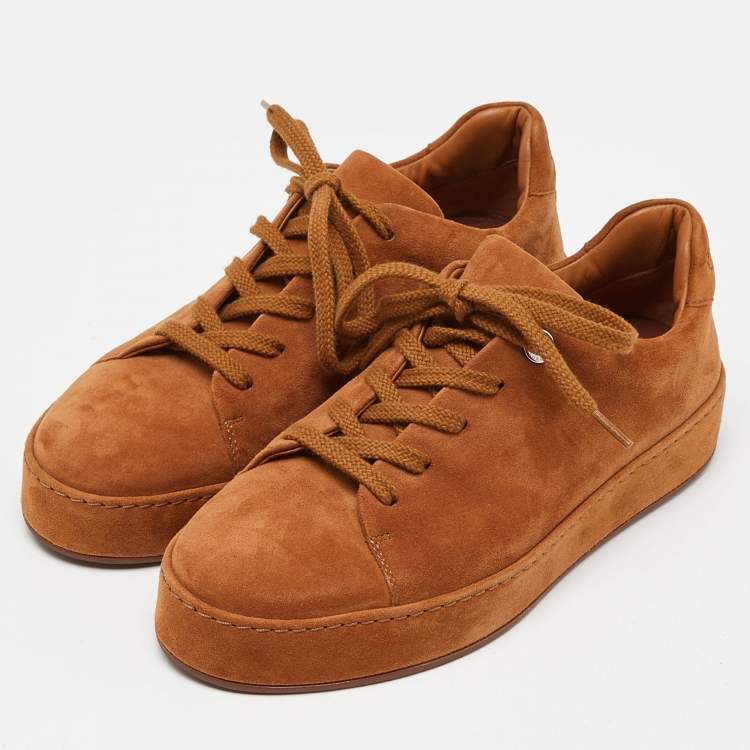 Pre Owned Loro Piana Brown Suede Nuages Low Top Sneakers Size 36
