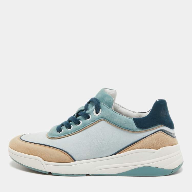 Pre Owned Loro Piana Tricolor Suede Play Sneakers Size 36.5