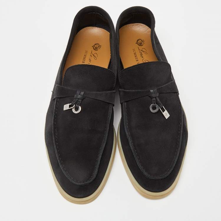 Pre Owned Loro Piana Black Suede Summer Charms Walk Loafers Size 39