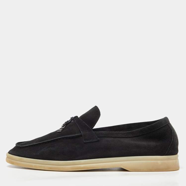 Pre Owned Loro Piana Black Suede Summer Charms Walk Loafers Size 39