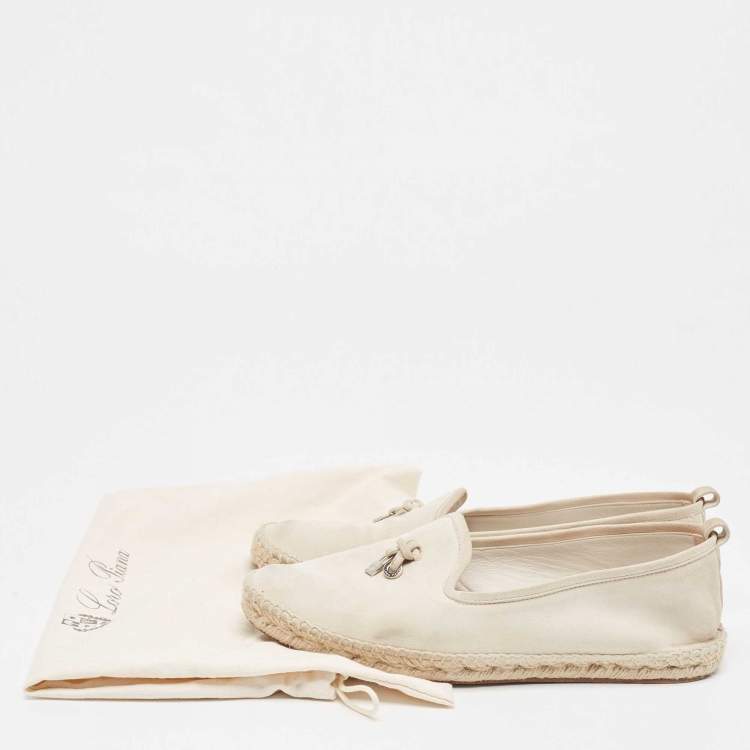 Pre Owned Loro Piana Light Grey Suede My Charms Espadrille Flats Size 41