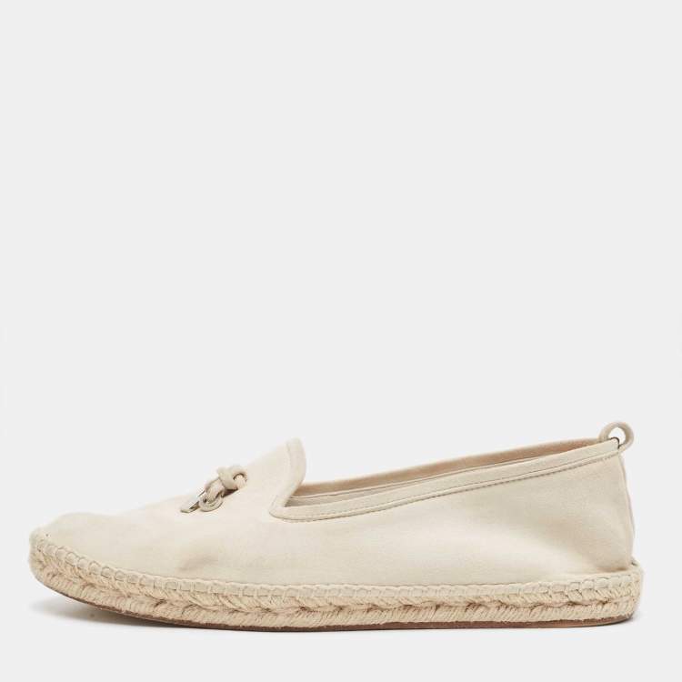 Pre Owned Loro Piana Light Grey Suede My Charms Espadrille Flats Size 41