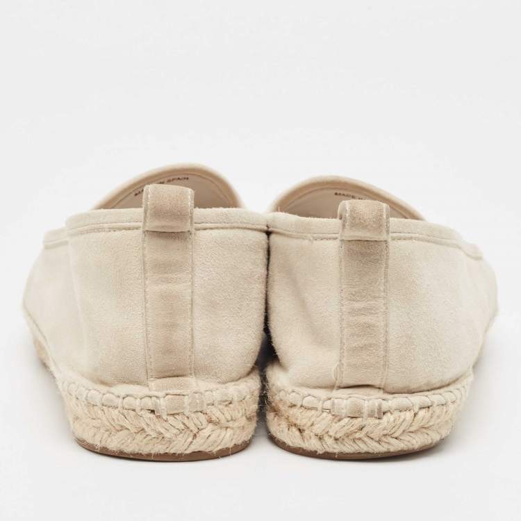 Pre Owned Loro Piana Light Grey Suede My Charms Espadrille Flats Size 41