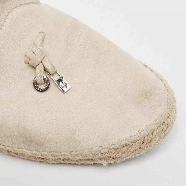 Pre Owned Loro Piana Light Grey Suede My Charms Espadrille Flats Size 41