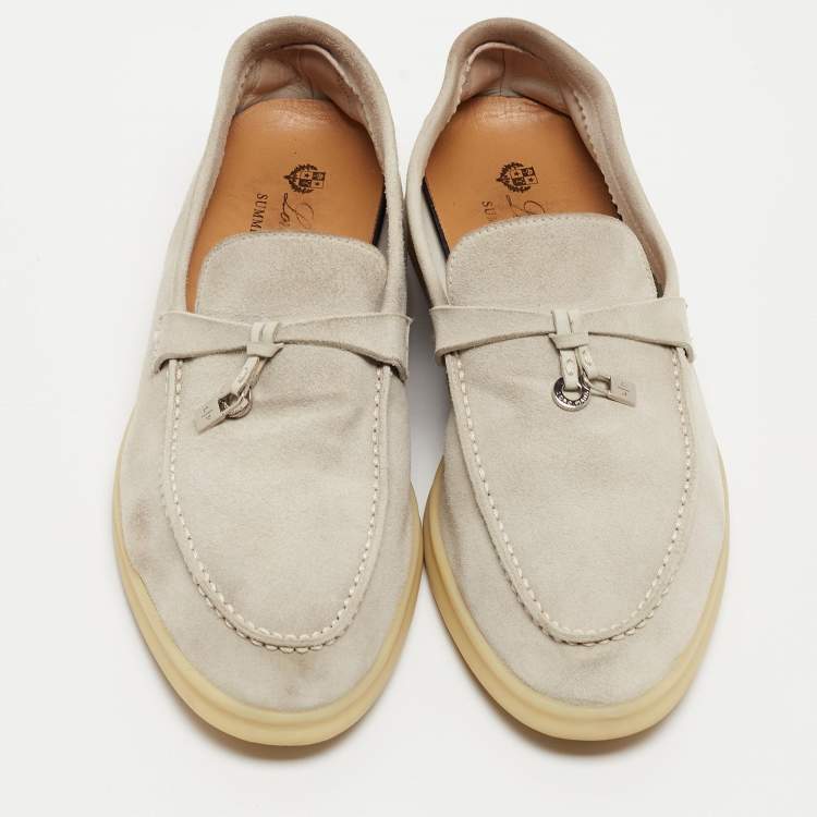 Pre Owned Loro Piana Grey Suede Charms Walk  Loafers  Size 37.5