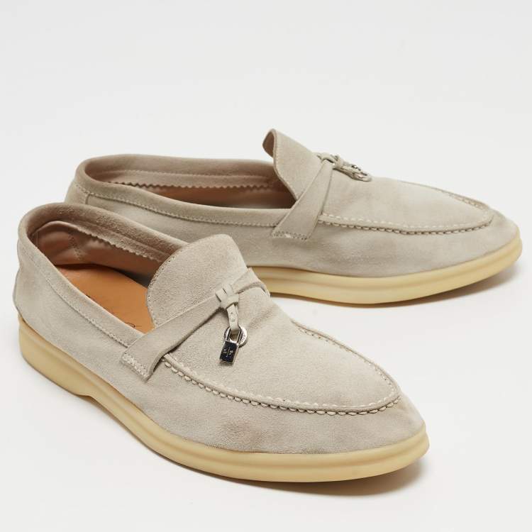 Pre Owned Loro Piana Grey Suede Charms Walk  Loafers  Size 37.5