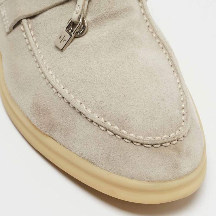 Pre Owned Loro Piana Grey Suede Charms Walk  Loafers  Size 37.5