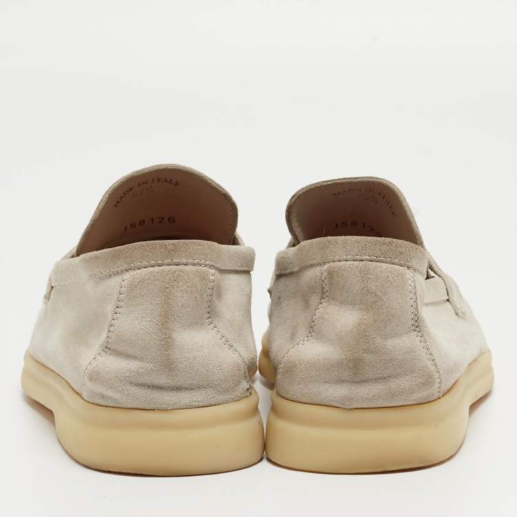 Pre Owned Loro Piana Grey Suede Charms Walk  Loafers  Size 37.5