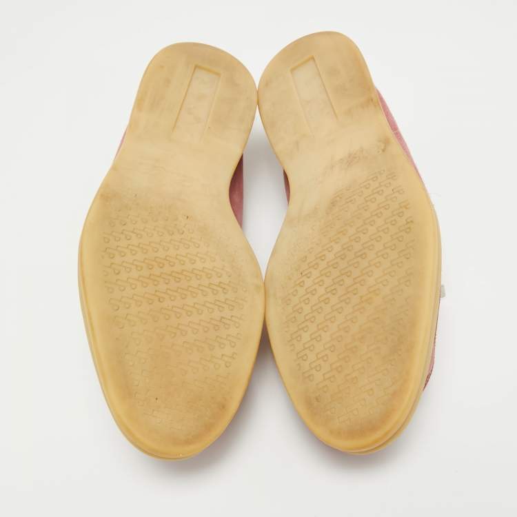 Pre Owned Loro Piana Pink Suede Summer Charms Walk  Loafers Size 38