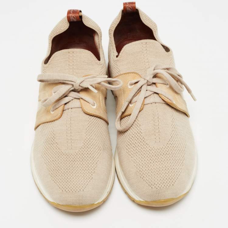 Pre Owned Loro Piana Beige Fabric 360 LP Flexy Walk Low Top Sneakers Size 38
