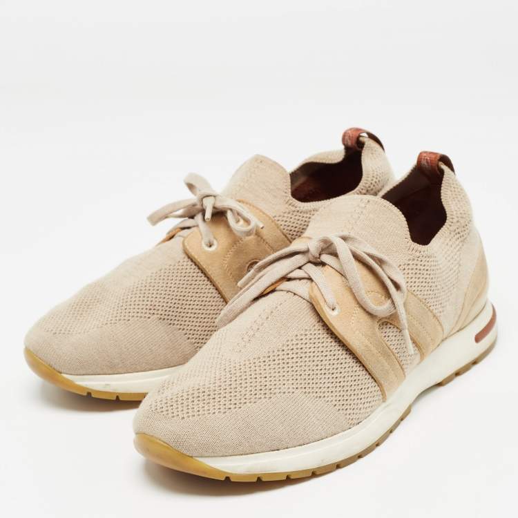 Pre Owned Loro Piana Beige Fabric 360 LP Flexy Walk Low Top Sneakers Size 38