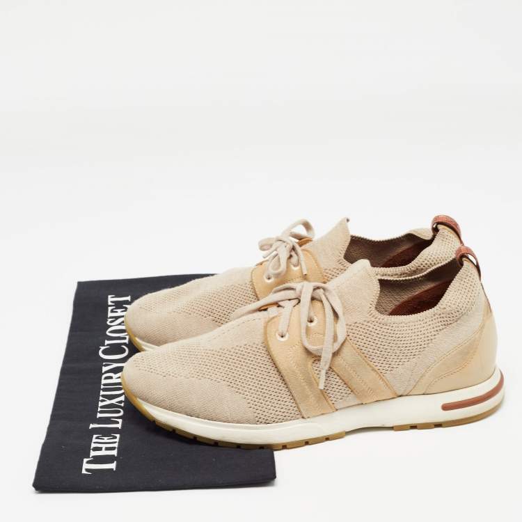 Pre Owned Loro Piana Beige Fabric 360 LP Flexy Walk Low Top Sneakers Size 38
