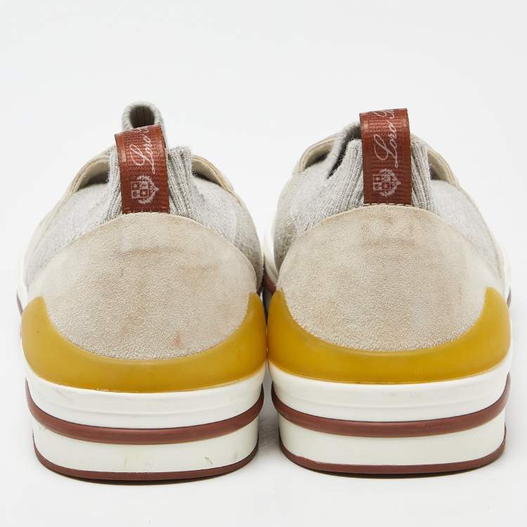 Pre Owned Loro Piana Grey Fabric 360 Flexy Walker Slip On Sneakers Size 40