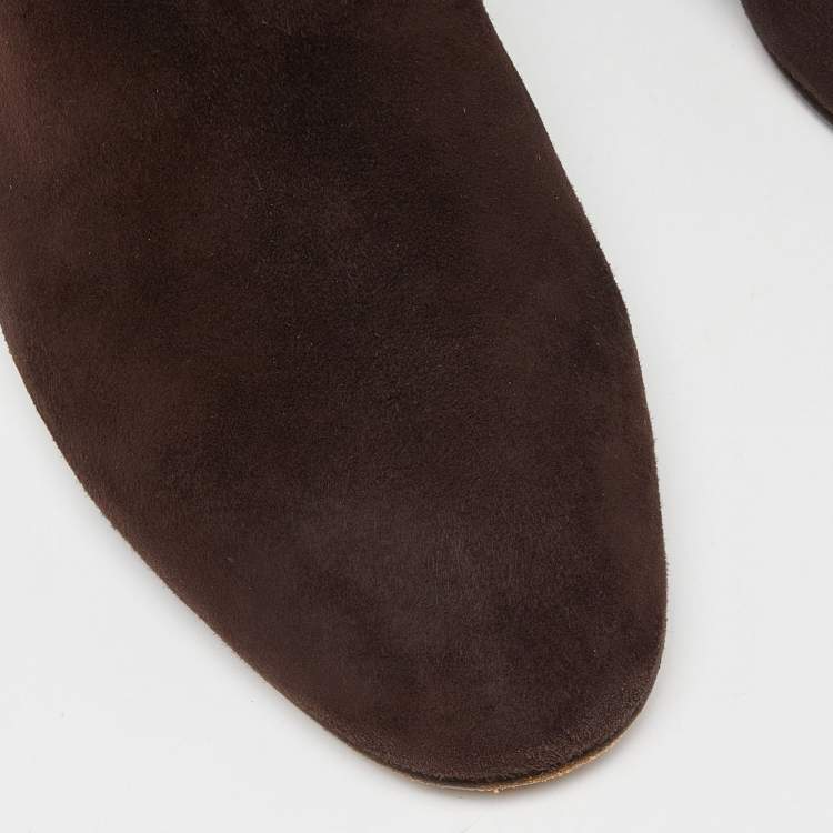 Pre Owned Loro Piana Brown Suede Knee Length Boots Size 39