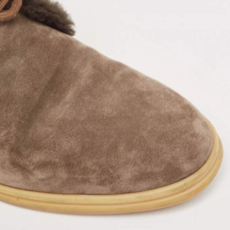Pre Owned Loro Piana Brown Suede Ankle Boots Size 37.5