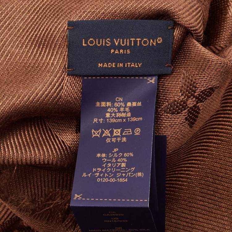 Pre Owned Louis Vuitton Brown Monogram Silk Blend Classic Shawl 