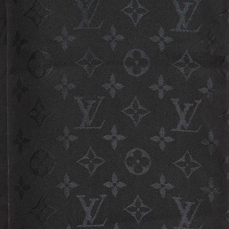 Pre Owned Louis Vuitton Black Silk & Wool Classique Monogram Shawl