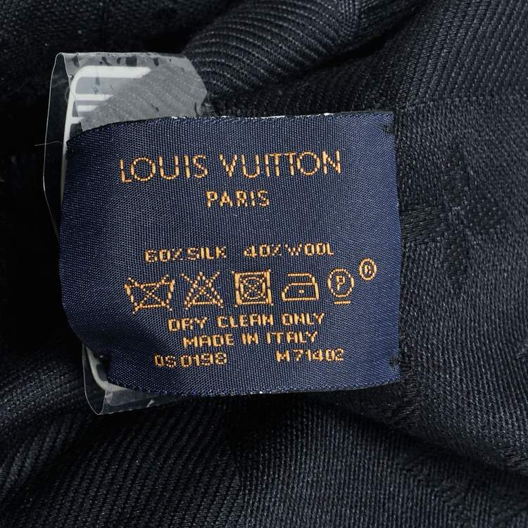 Pre Owned Louis Vuitton Black Silk Blend World Of Love Monogram Shawl