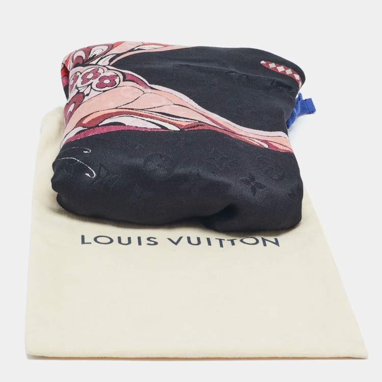 Pre Owned Louis Vuitton Black Silk Blend World Of Love Monogram Shawl