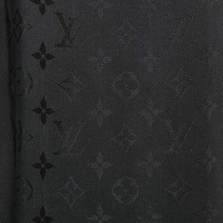 Pre Owned Louis Vuitton Black Silk Blend Classique Monogram Scarf 
