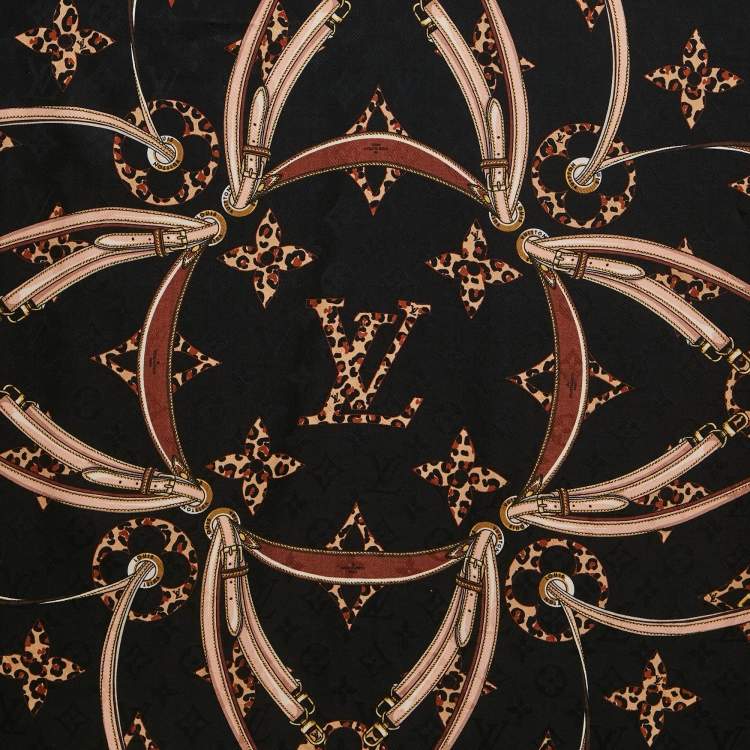 Pre Owned Louis Vuitton Brown Silk Blend Chal Wild at Heart My Everything Scarf 
