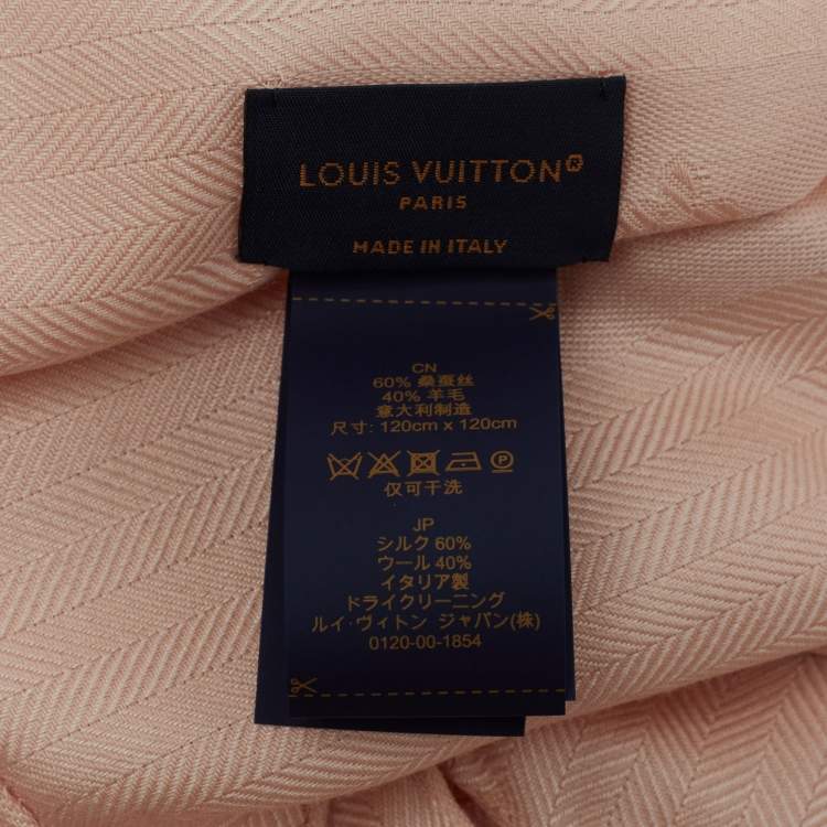 Pre Owned Louis Vuitton Rose Poudre Monogram Silk and Wool Evermore Shawl 