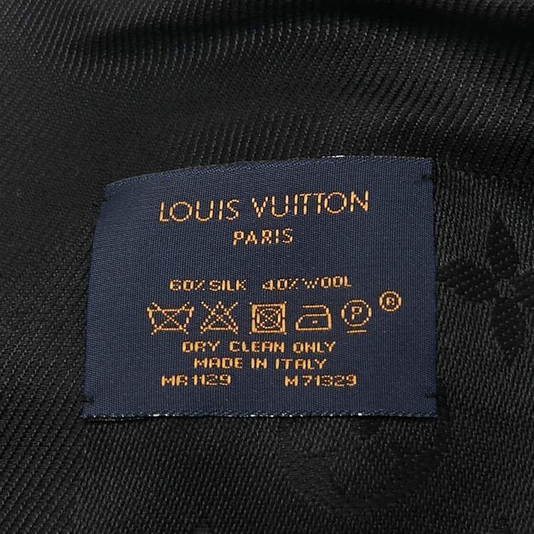 Pre Owned Louis Vuitton Black Silk & Wool Monogram Classic Shawl