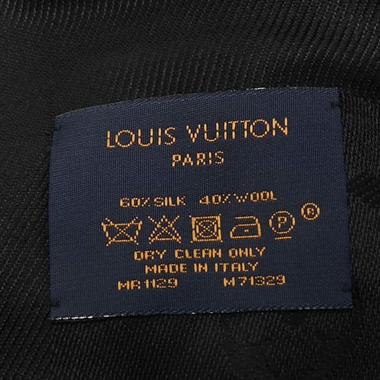 Pre Owned Louis Vuitton Black Silk & Wool Monogram Classic Shawl