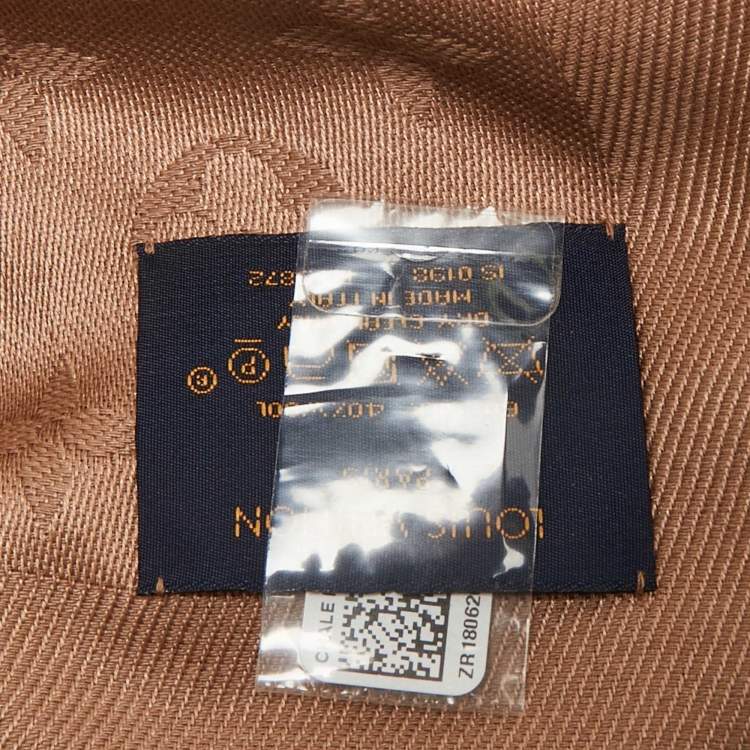 Pre Owned Louis Vuitton Cappuccino Silk & Wool Monogram Shawl 
