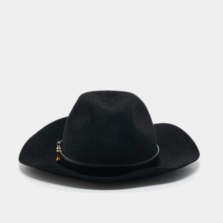 Pre Owned Louis Vuitton Black Rabbit Felt In Love Fedora Hat M