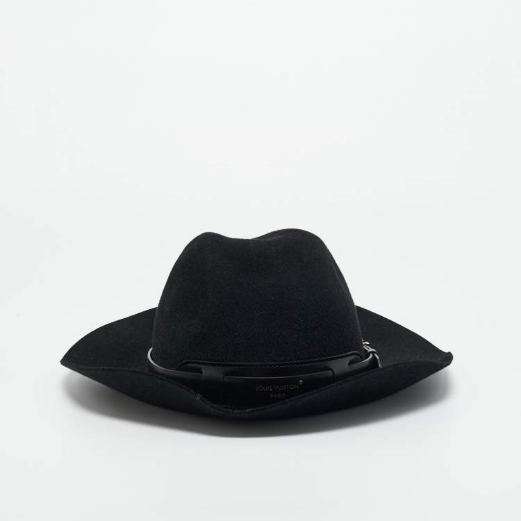 Pre Owned Louis Vuitton Black Rabbit Felt In Love Fedora Hat M