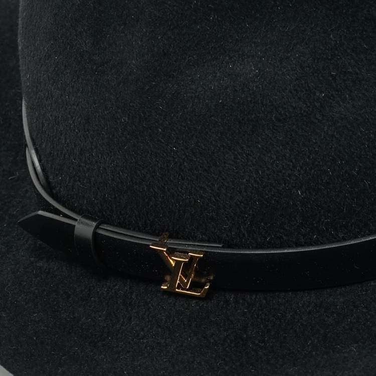 Pre Owned Louis Vuitton Black Rabbit Felt In Love Fedora Hat M