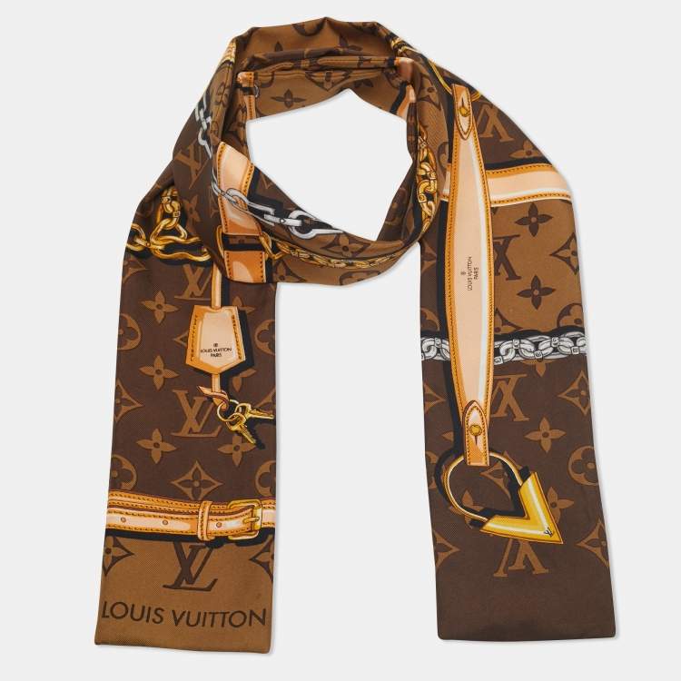Pre Owned Louis Vuitton Brown Monogram Confidential Silk Bandeau